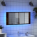 Armario de baño con espejo y luz LED roble ahumado 100x12x45 cm