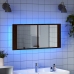 Armario de baño con espejo y luz LED marrón roble 100x12x45 cm