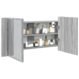 Armario espejo de baño luz LED acrílico gris Sonoma 90x12x45 cm