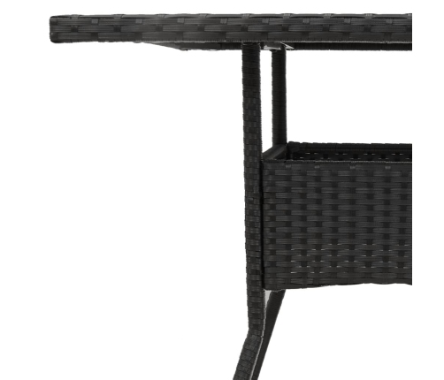 Mesa de jardín superficie de madera ratán PE negro 80x80x75 cm