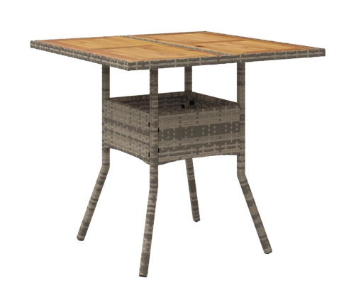 Mesa de jardín superficie de madera ratán PE gris 80x80x75 cm