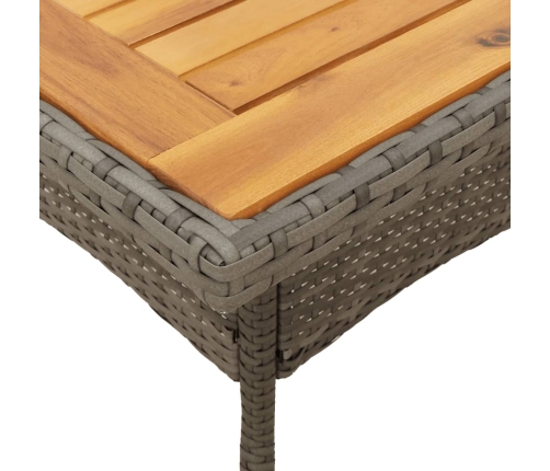 Mesa de jardín superficie de madera ratán PE gris 80x80x75 cm