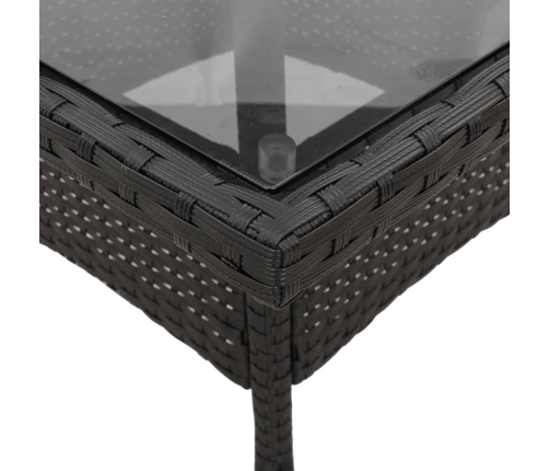 Mesa de jardín superficie de vidrio ratán PE negro 80x80x75 cm