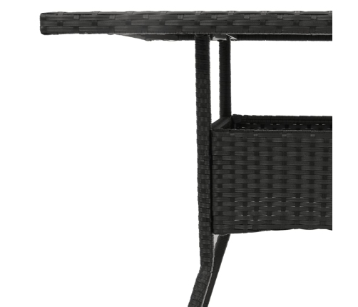 Mesa de jardín superficie de vidrio ratán PE negro 80x80x75 cm