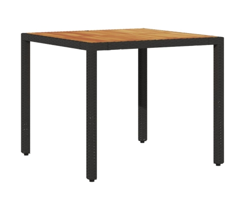 Mesa de jardín superficie madera acacia ratán negro 90x90x75 cm