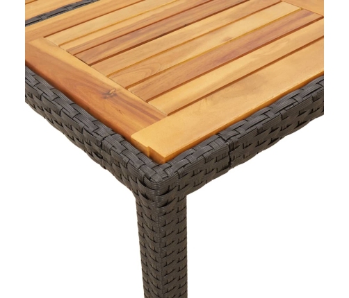 Mesa de jardín superficie madera acacia ratán negro 90x90x75 cm