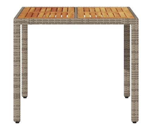 vidaXL Mesa de jardín superficie madera acacia ratán gris 90x90x75 cm