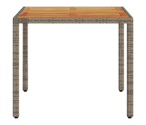 vidaXL Mesa de jardín superficie madera acacia ratán gris 90x90x75 cm