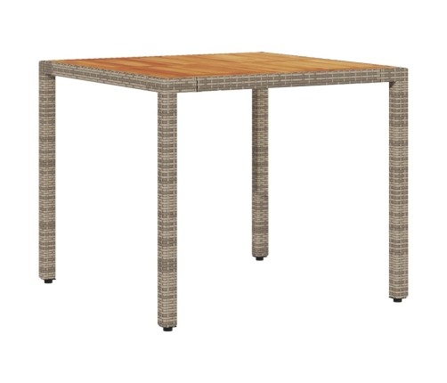 vidaXL Mesa de jardín superficie madera acacia ratán gris 90x90x75 cm