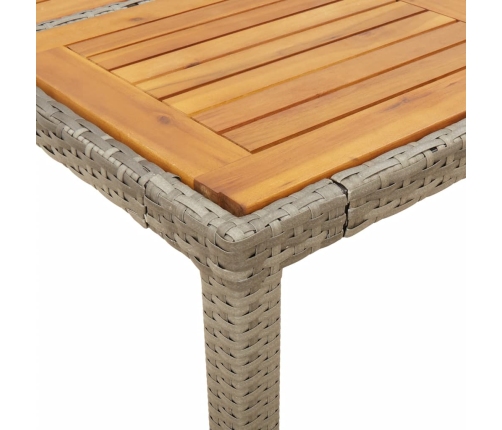 vidaXL Mesa de jardín superficie madera acacia ratán gris 90x90x75 cm