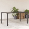 Mesa de jardín superficie de vidrio ratán PE negro 150x90x75 cm