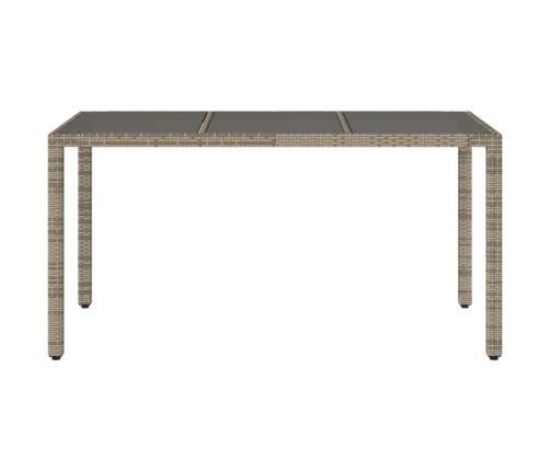 Mesa de jardín superficie de vidrio ratán PE gris 150x90x75 cm