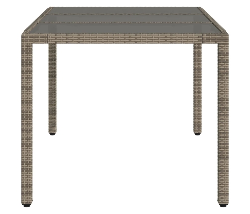 Mesa de jardín superficie de vidrio ratán PE gris 150x90x75 cm