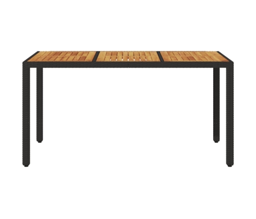 Mesa de jardín superficie madera acacia ratán negro 150x90x75cm