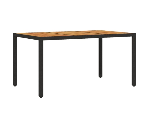 Mesa de jardín superficie madera acacia ratán negro 150x90x75cm