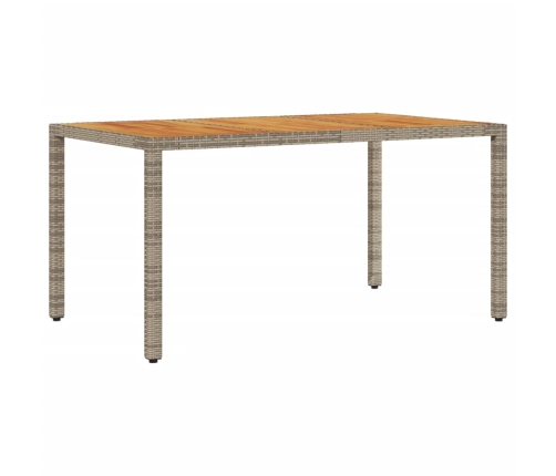 Mesa de jardín superficie madera acacia ratán gris 150x90x75cm