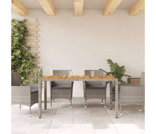 Mesa de jardín superficie madera acacia ratán gris 150x90x75cm