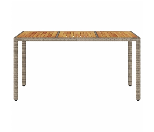 Mesa de jardín superficie madera acacia ratán gris 150x90x75cm