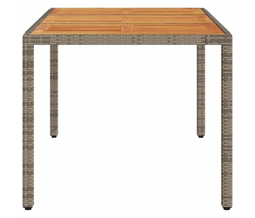 Mesa de jardín superficie madera acacia ratán gris 150x90x75cm