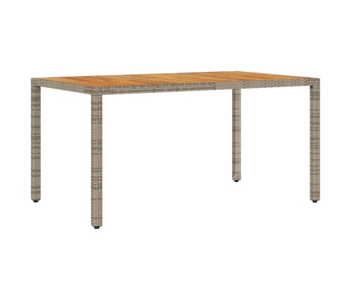 Mesa de jardín superficie madera acacia ratán gris 150x90x75cm