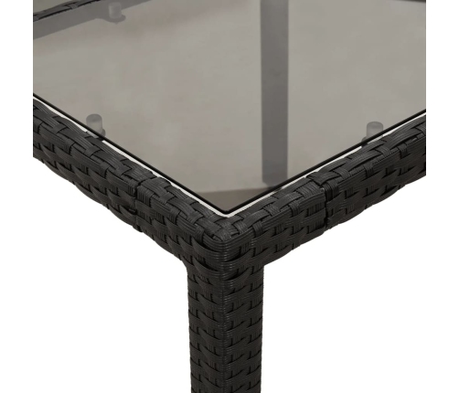 Mesa de jardín superficie de vidrio ratán PE negro 190x90x75 cm