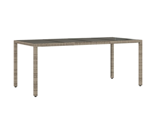 Mesa de jardín superficie de vidrio ratán PE gris 190x90x75 cm