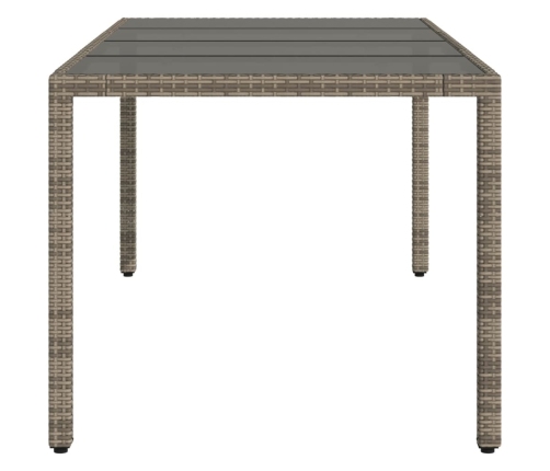 Mesa de jardín superficie de vidrio ratán PE gris 190x90x75 cm