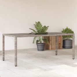 Mesa de jardín superficie de vidrio ratán PE gris 190x90x75 cm