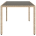 Mesa de jardín superficie de vidrio ratán PE beige 190x90x75 cm