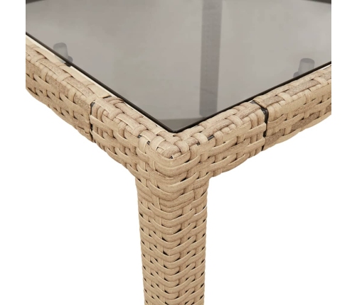 Mesa de jardín superficie de vidrio ratán PE beige 190x90x75 cm