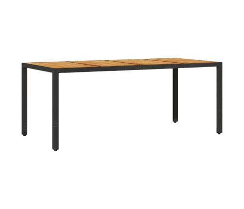 Mesa de jardín superficie madera acacia ratán negro 190x90x75cm