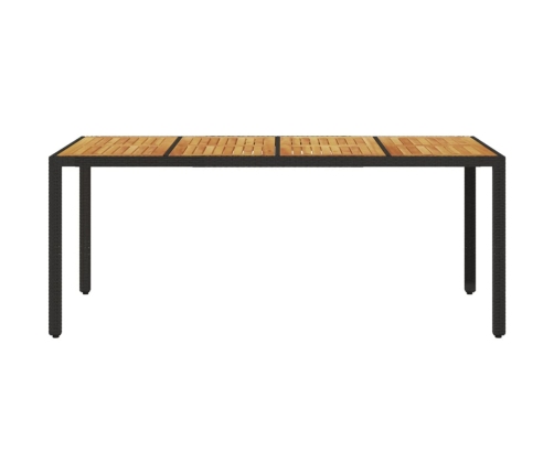 Mesa de jardín superficie madera acacia ratán negro 190x90x75cm