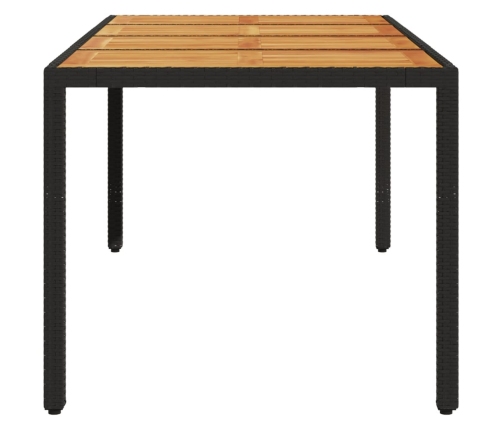 Mesa de jardín superficie madera acacia ratán negro 190x90x75cm