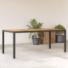 Mesa de jardín superficie madera acacia ratán negro 190x90x75cm