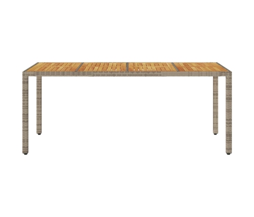 Mesa de jardín superficie madera acacia ratán gris 190x90x75cm