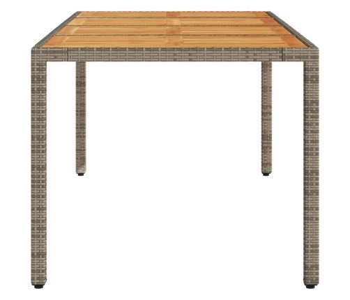 Mesa de jardín superficie madera acacia ratán gris 190x90x75cm