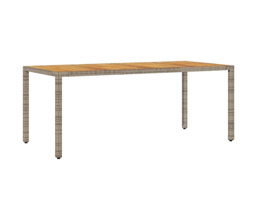 Mesa de jardín superficie madera acacia ratán gris 190x90x75cm