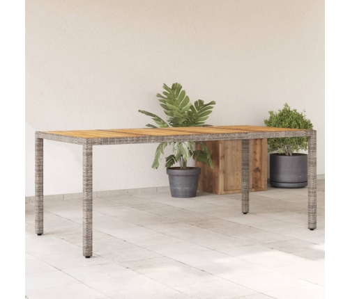 Mesa de jardín superficie madera acacia ratán gris 190x90x75cm