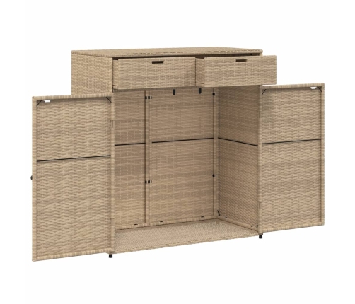 Armario de almacenaje de jardín ratán PE beige 105x55x113 cm