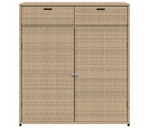 Armario de almacenaje de jardín ratán PE beige 105x55x113 cm