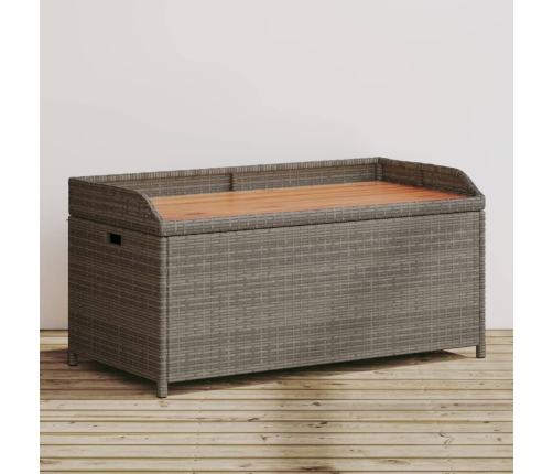 Banco con almacenaje madera acacia ratán PE gris 100x50x52 cm