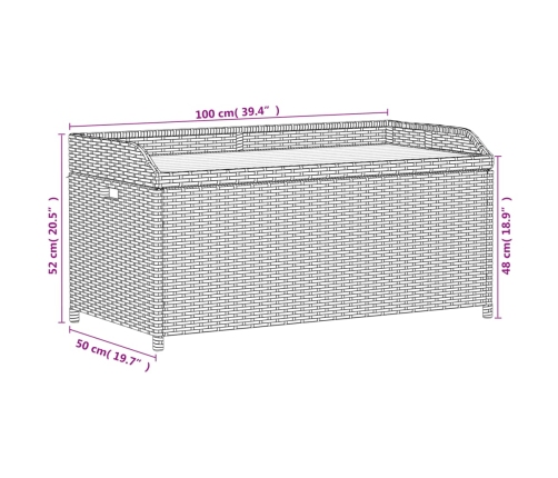Banco con almacenaje acacia ratán PE beige mezcla 100x50x52 cm