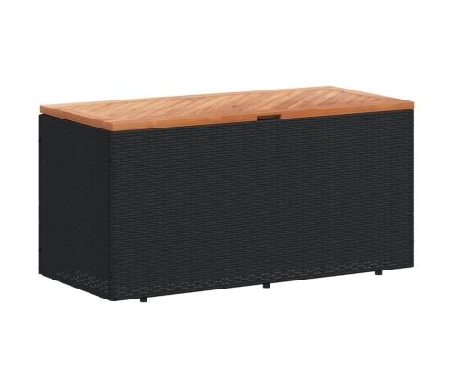 Caja de almacenaje jardín madera acacia ratán negro 110x50x54cm