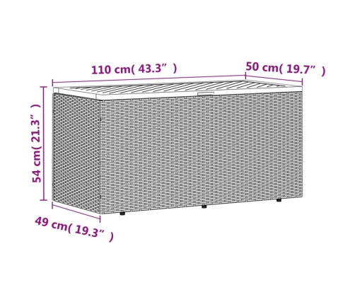 Caja de almacenaje jardín madera acacia ratán negro 110x50x54cm