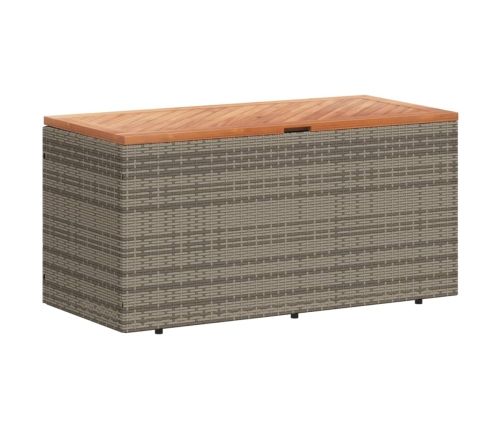 Caja de almacenaje jardín madera acacia ratán gris 110x50x54 cm