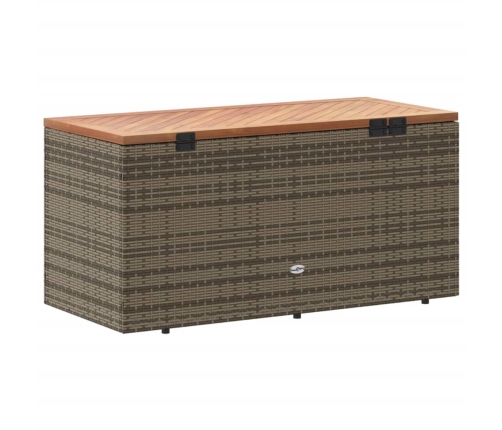 Caja de almacenaje jardín madera acacia ratán gris 110x50x54 cm