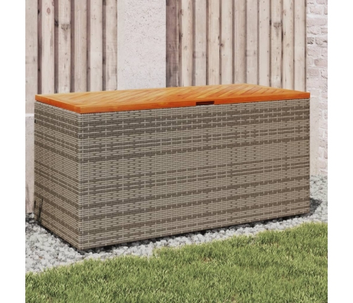 Caja de almacenaje jardín madera acacia ratán gris 110x50x54 cm