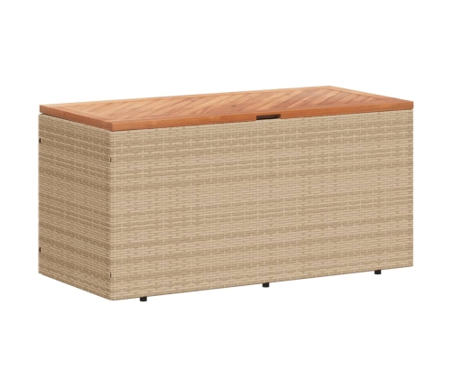 Caja de almacenaje jardín madera acacia ratán beige 110x50x54cm