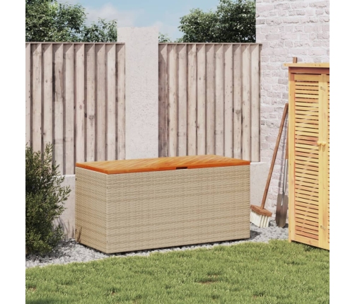 Caja de almacenaje jardín madera acacia ratán beige 110x50x54cm