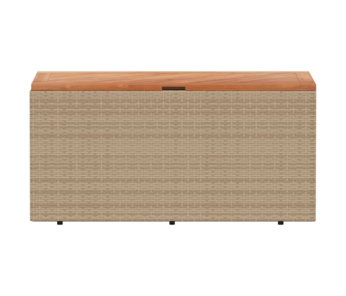 Caja de almacenaje jardín madera acacia ratán beige 110x50x54cm